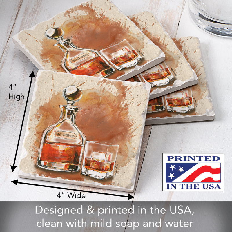 Bourbon Splash 4-Pack Tumbled Tile Stone Coaster