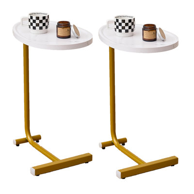 Table d'appoint en forme de C 2 pièces, table de bout en C, table d'appoint pour canapé et lit, petite table d'appoint pour les petits espaces