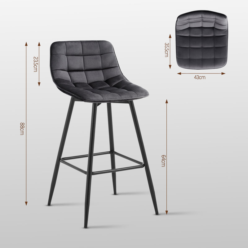 Heyman Upholstered Counter Stool, Dark Grey, 2