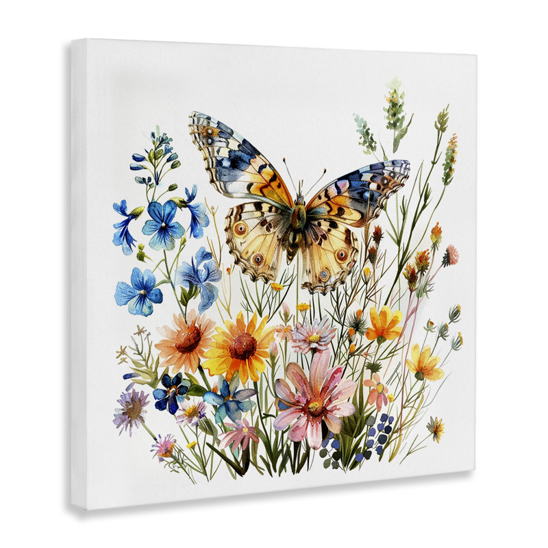  Art mural sur toile Spring Butterfly Garden par LSR Design Studio, H 17 po x l 17 po