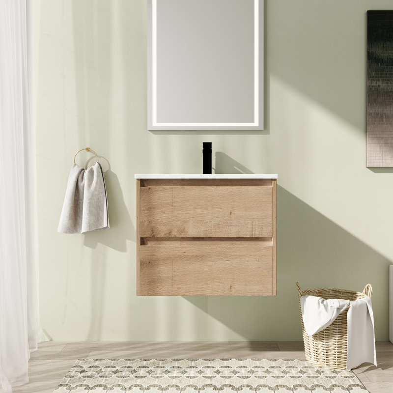 Meuble-lavabo simple mural 24 po avec comptoir en céramique 24 po