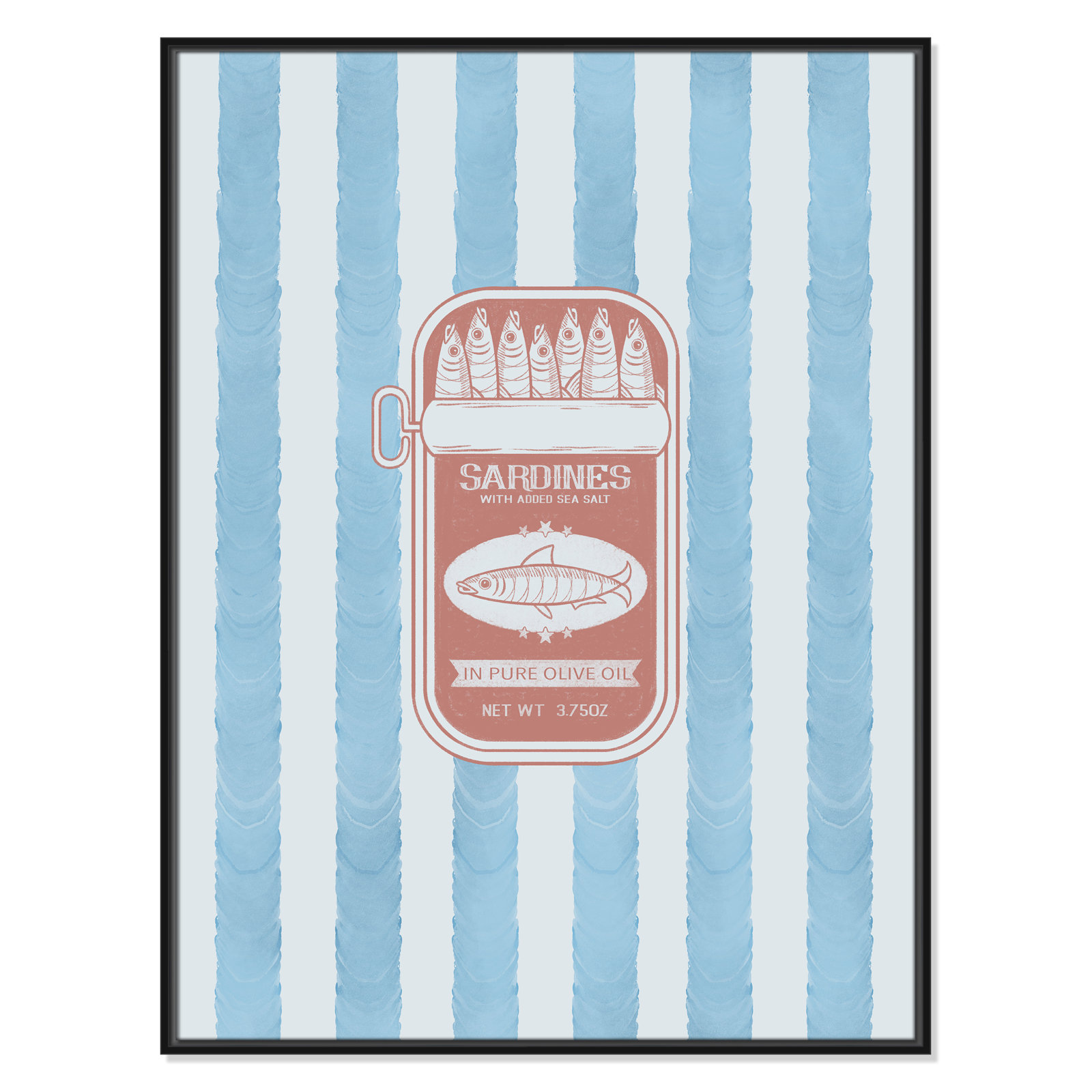 Salty Sardines Print by Marcus Prime, 31.5'' W x 41.5'' H, Black Floater