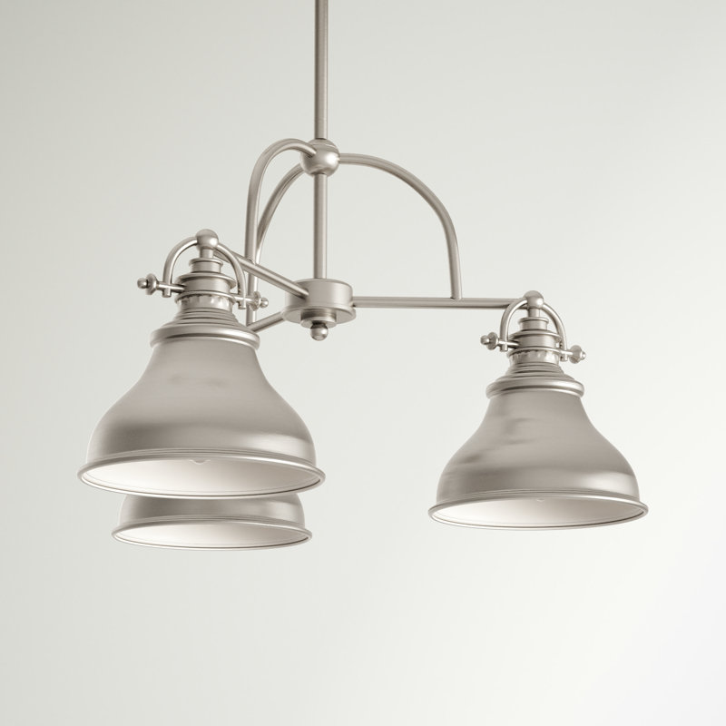 Lustre classique / traditionnel à 3 lumières, Nickel brossé