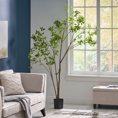 82.7'' Faux Eucalyptus Tree in Planter
