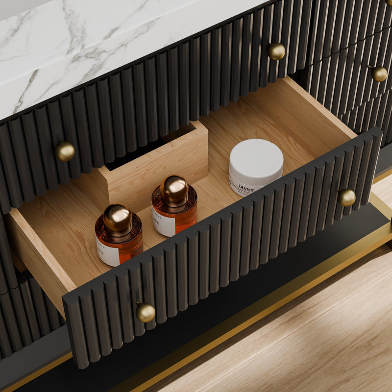 Ensemble de meuble-lavabo moderne simple en céramique, Noir