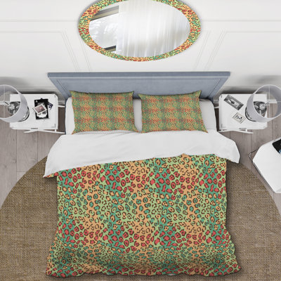 Ensemble de housse de couette en microfibre vert / rouge / orange 3 pièces