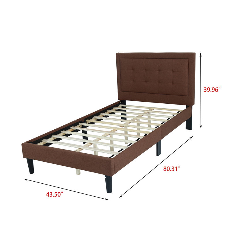 Anghelina Upholstered Platform Bed, Twin, Beige