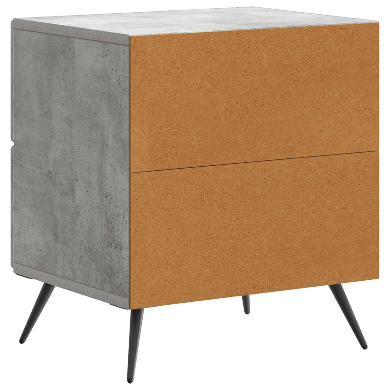 43cm W Manufactured Wood Bedside Table, Concrete Grey