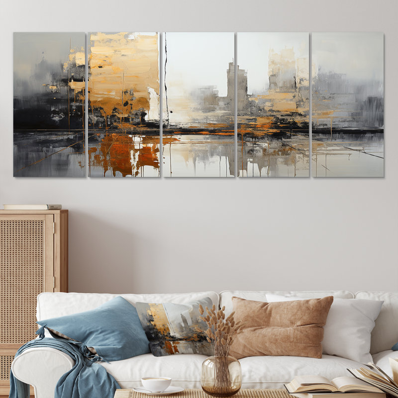 New York City Sunset - art mural urbain pour le salon 5 pièces, H 28 po x l 60 po