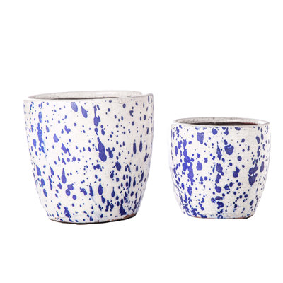 Pot rond en céramique brillant bleu