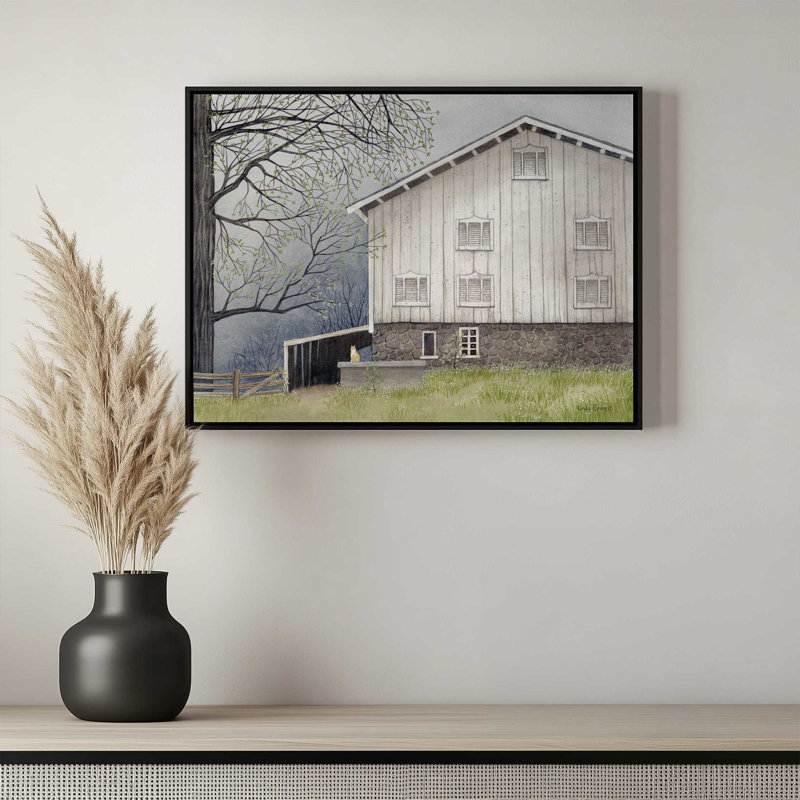 «Sullivan Barn» par Linda Spivey, reproduction d'art, L 40 x H 30, Brun, Toile avec cadre