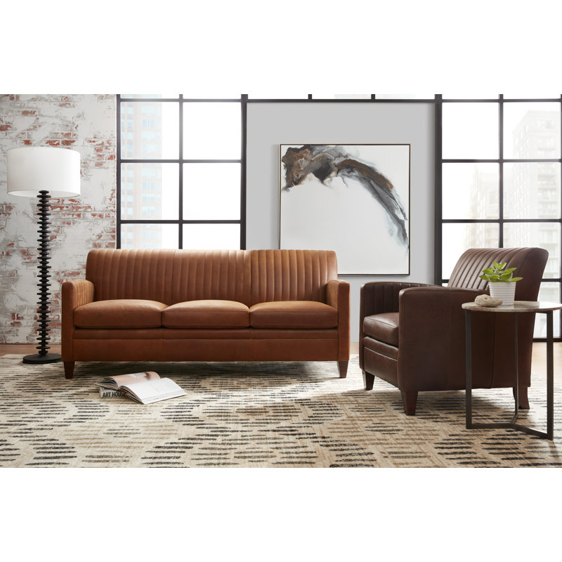 Barnabus Leather Club Chair, Outsider Raven Genuine Leather, Mahogany