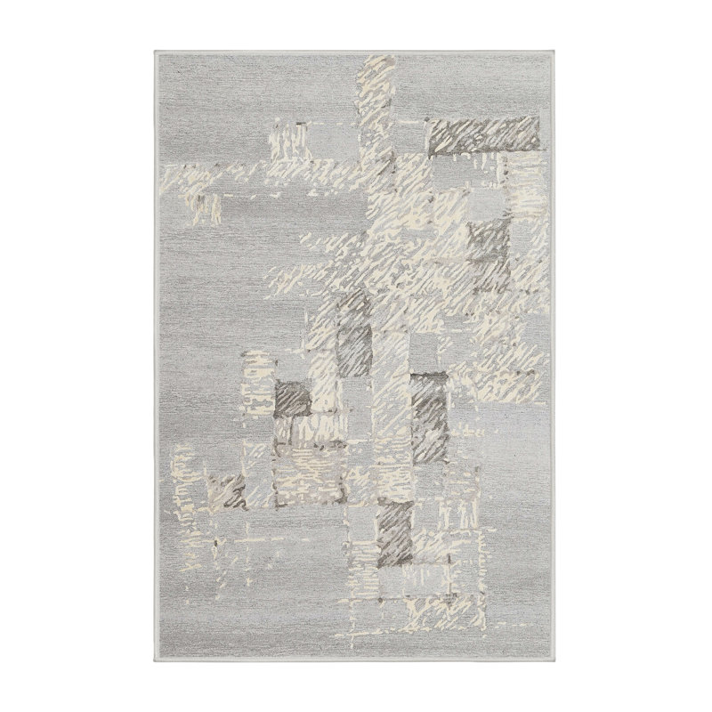 Tapis abstrait gris / beige, Rectangle 7 pi x 10 pi