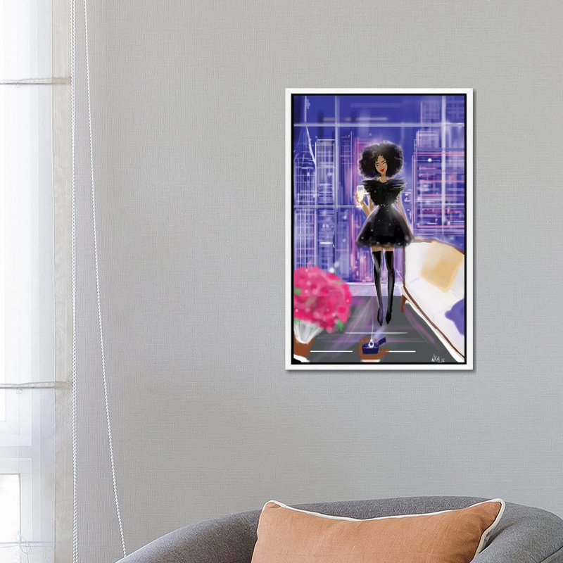 Roses and Diamond 1 Piece Wall Art on Canvas, 66.04 cm H x 45.72 cm W, White Framed