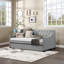 Lit de jour simple en bois avec lit gigogne, gris - pour les chambres d'enfants et d'invités
