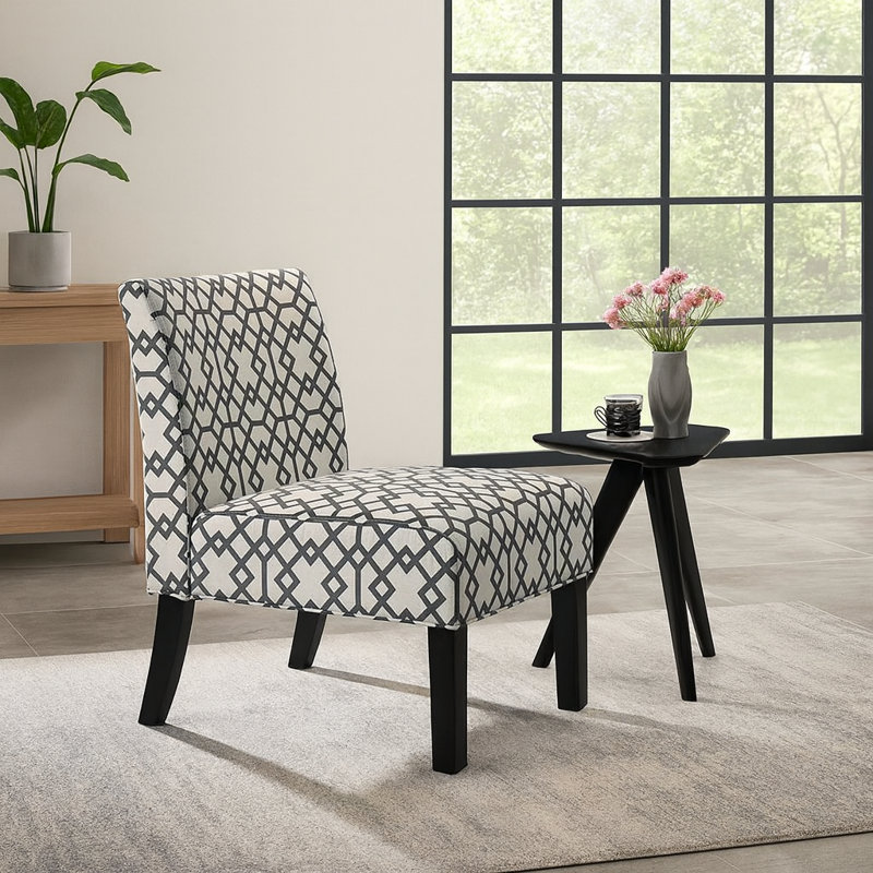 Aerius Upholstered Accent Chair, White/Gray