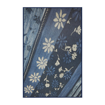 Tapis bleu/ivoire à motifs Niobrara