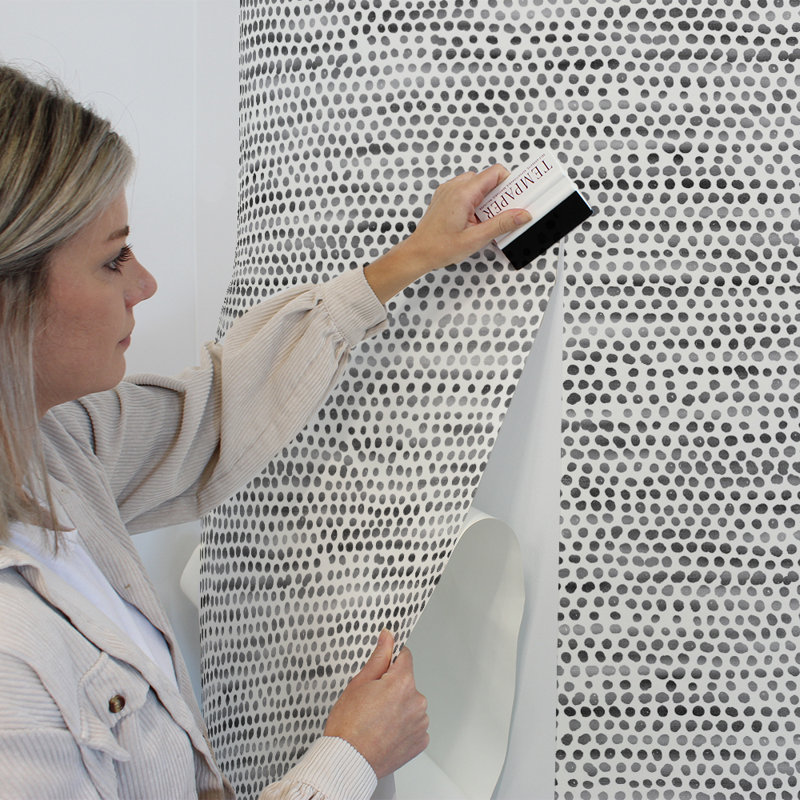 Jacques 16.5' L x 20.5" W Peel and Stick Wallpaper Roll, Black/white