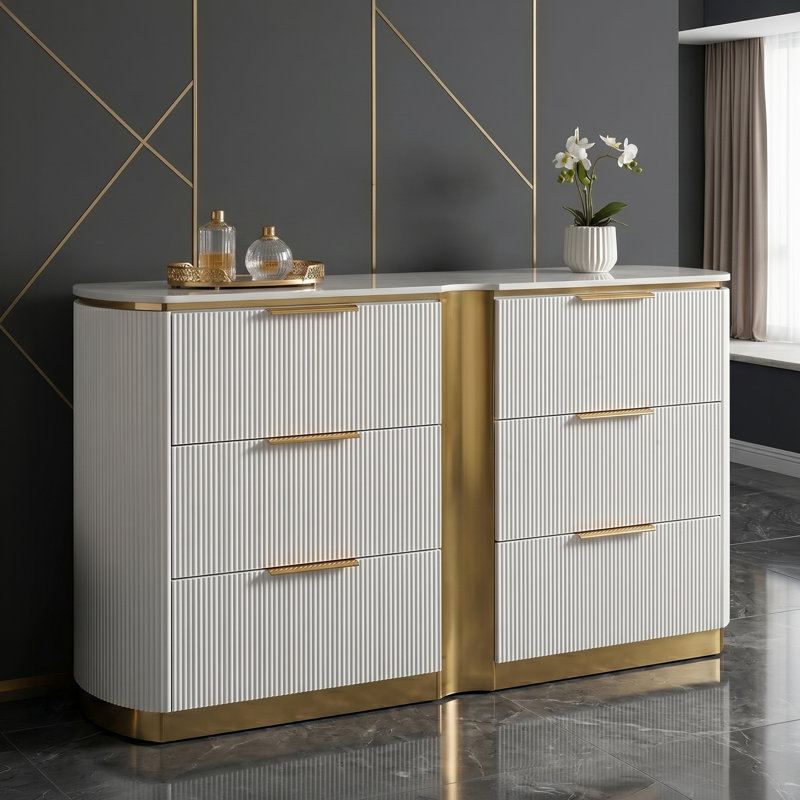 Commode Kingsley fini or et blanc