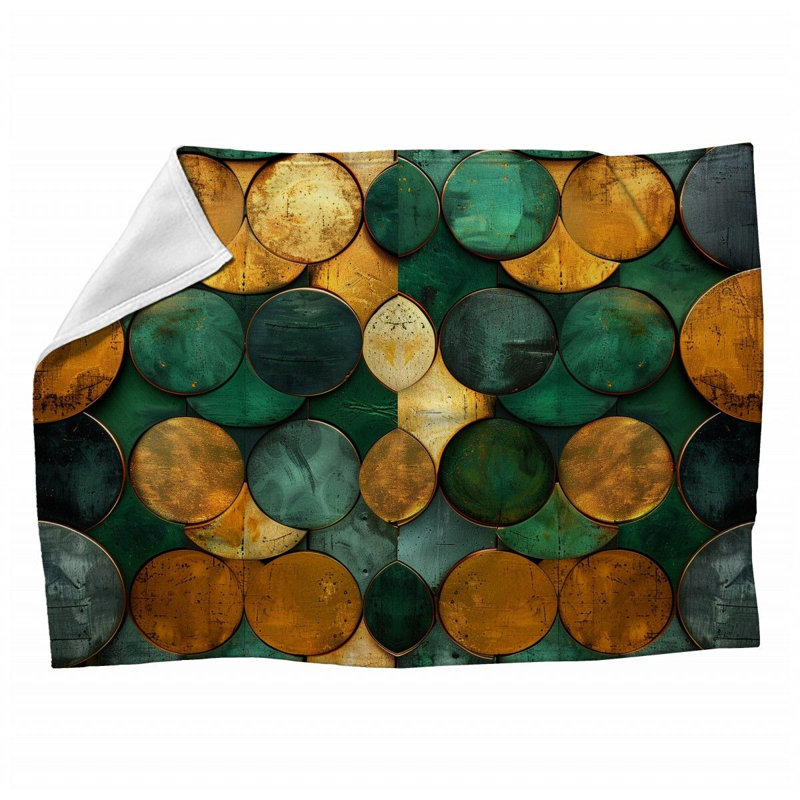 Circle Array Visual Machine Printed Throw Blanket, Queen