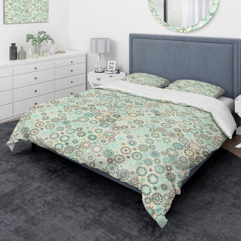 Ensemble de housse de couette designart flocons, Housse de couette très grand + 2 taies décoratives