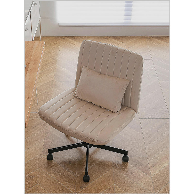 Chaise de bureau moderne, chaise de bureau d'ordinateur avec tissu en lin, Beige Velvet