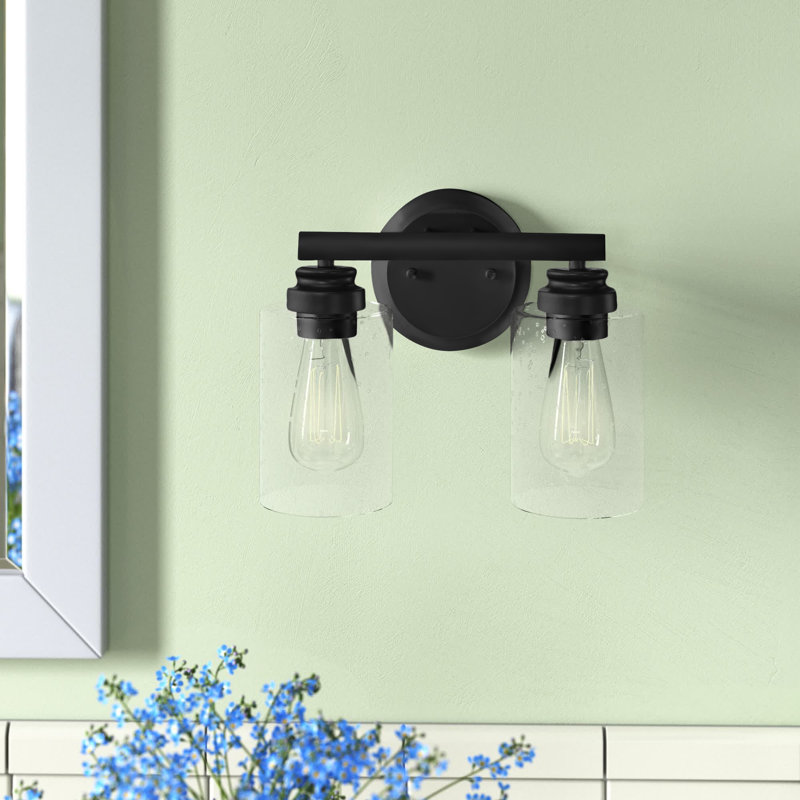 Berntraud 2 - Light Dimmable Vanity Light, Clear Seeded, Flat Black