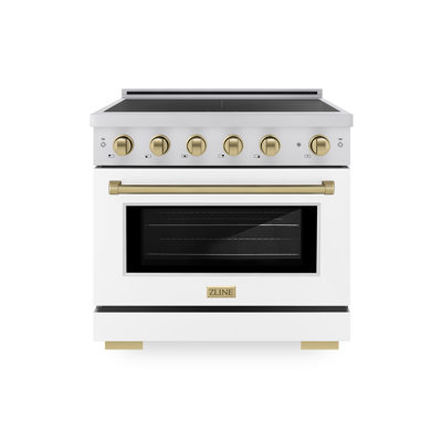ZLINE Autograph 36 in. Paramount Induction Range with 5 Element Cooktop & Champagne Bronze Accents