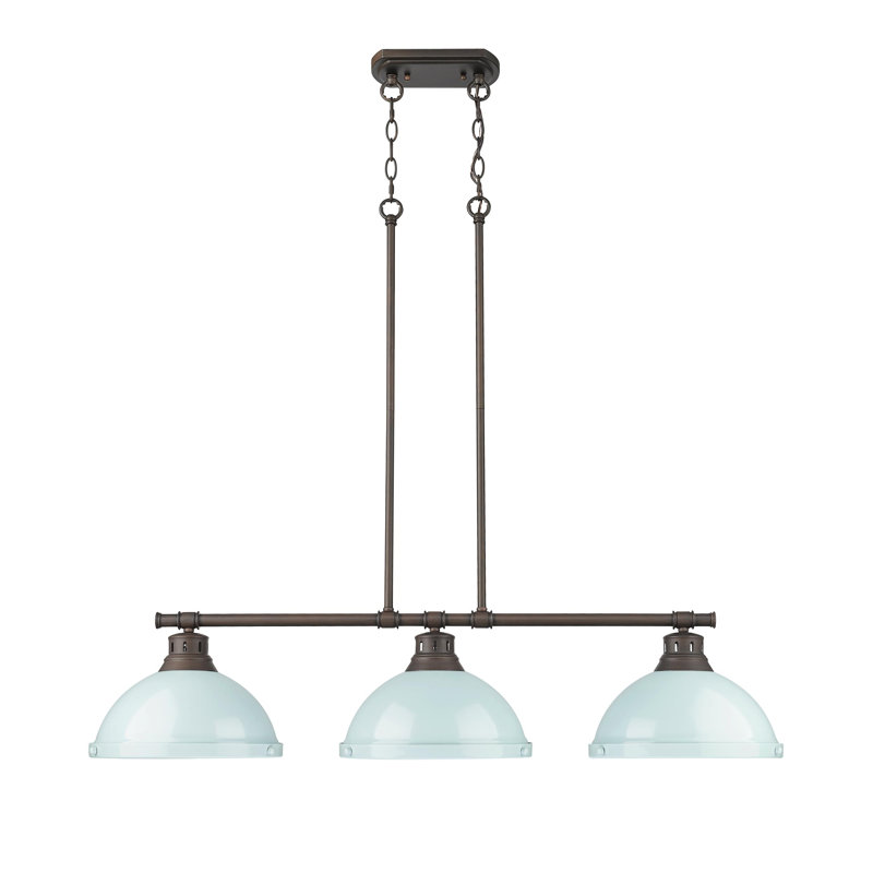 Laramy 3-Light Linear Pendant, Rubbed Bronze, Seafoam