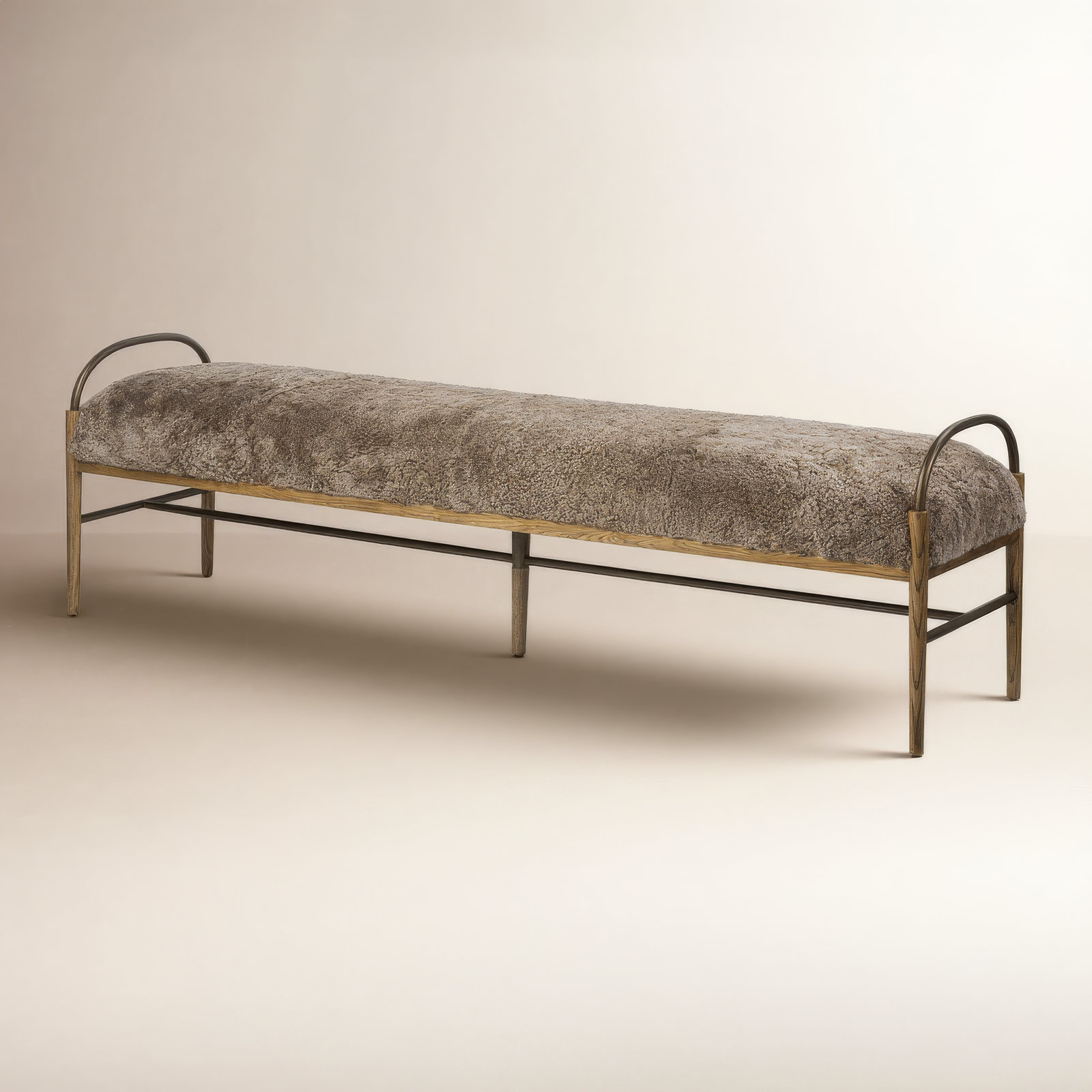 Demi Accent Bench, Taupe Shearling