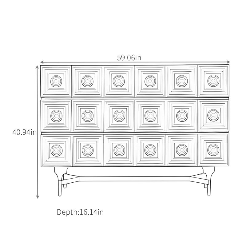 Buffet haut de gamme de style rétro, Noir