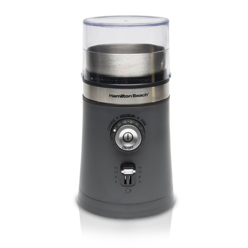 Moulin à café personnalisé Hamilton Beach, 5 réglages, 14 tasses, bol en acier inoxydable, gris, 80396RC