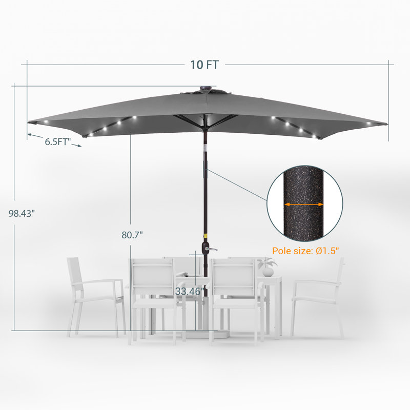 Parasol de marché rectangulaire 120 po x 78 po, Anthracite