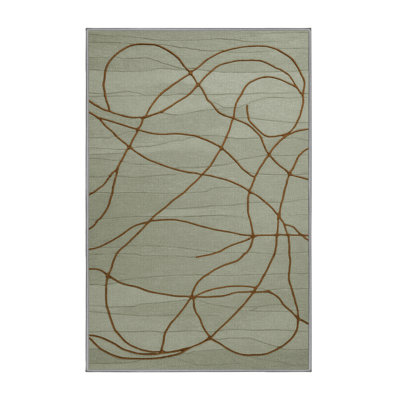 Machine Washable Abstract Brown Area Rug