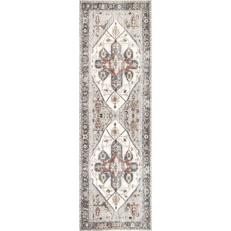 Tapis médaillon traditionnel lavable à la machine Mali SpinClean, Tapis de couloir 2 pi 6 po x 6 pi