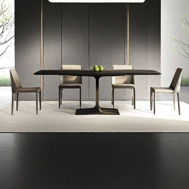 Ensemble de table de salle à manger italien simple noir mat, H 29,53 po x L 55,12 po x l 31,5 po
