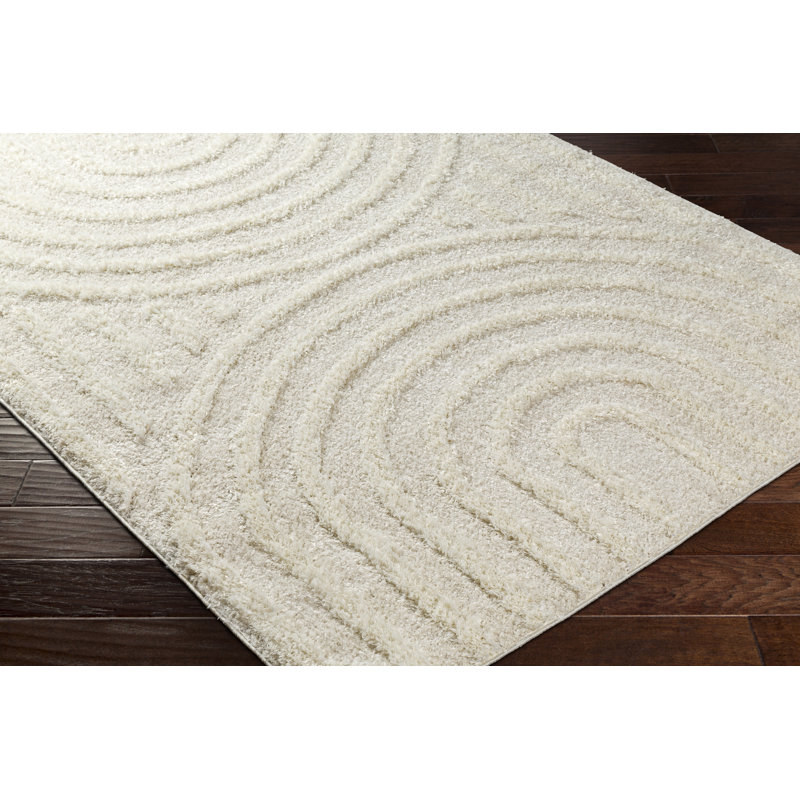 Bartletto Beige Shag Area Rug, Runner 2'8" x 10', Beige/White