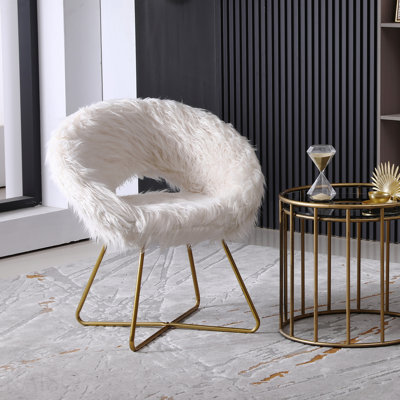 Faux Fur Fabric Upholstered Accent Chair