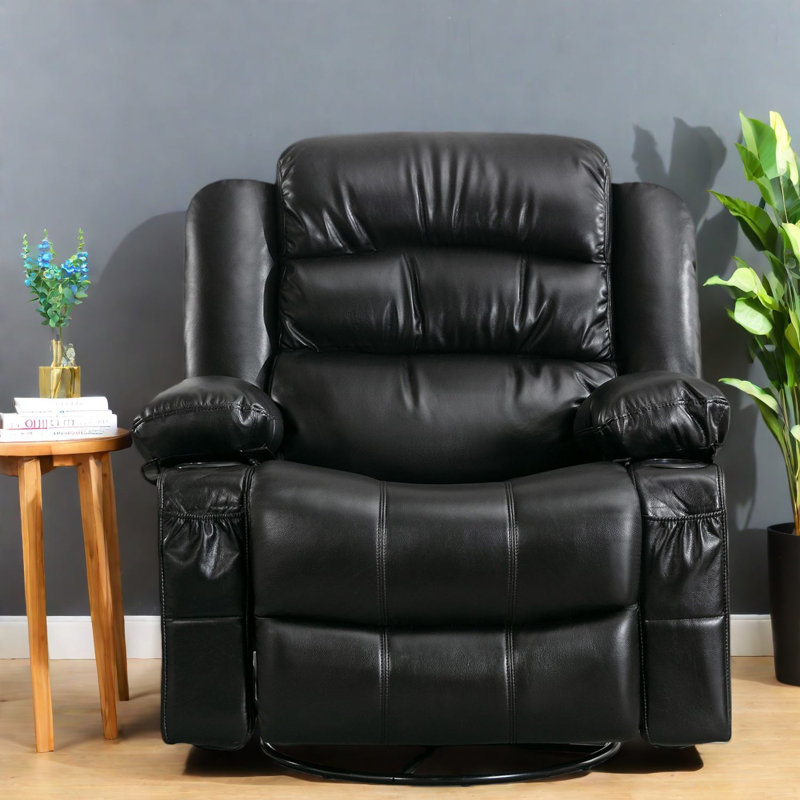 Fauteuil inclinable de massage ergonomique, fauteuil en cuir PU avec chaise berçante pivotante et confort de salon