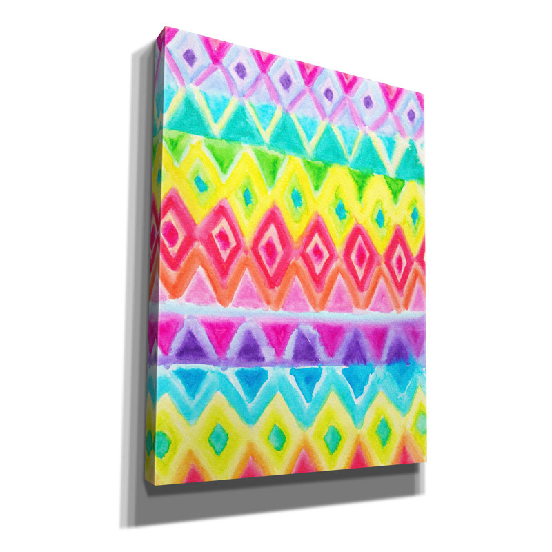 «Watercolor Rainbow Rows» par Hello Angel, art mural sur toile, 26 po x 30 po, H 54 po x l 40 po x P 1,5 po