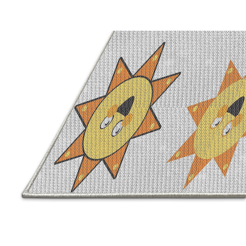 Gris démon/jaune/orange Tapis décoratif, Rectangle 3 pi x 5 pi
