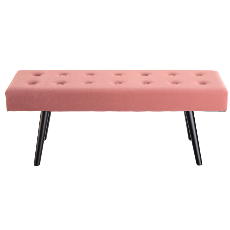 Florrie Velvet Upholstered Bench, Pink