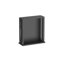 Mini armoire de réfrigérateur avec prise de courant et ports USB, station de café et de bar à domicile, armoire à boissons autoportante avec tiroir, tablette réglable et conception à dos ouvert, finition grain de bois noir