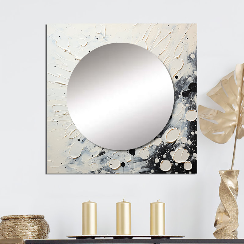 Mischell - Abstract Collages Large Square Mirror For Wall Art Decor, 23" x 23"