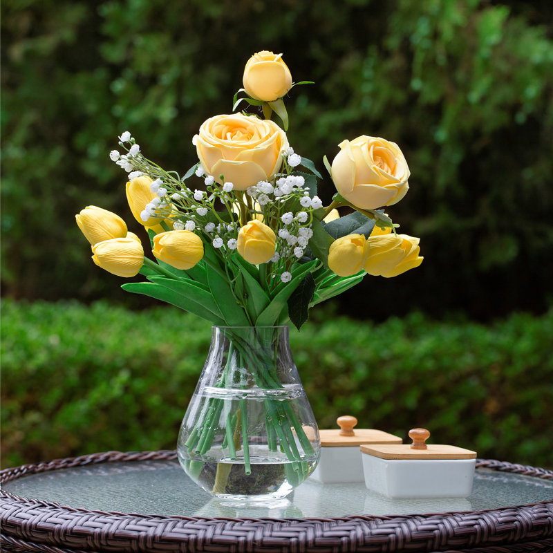Arrangement floral dans un vase Lester, Jaune