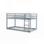 Twin over Twin Floor Bunk Bed with Ladder-1533366086