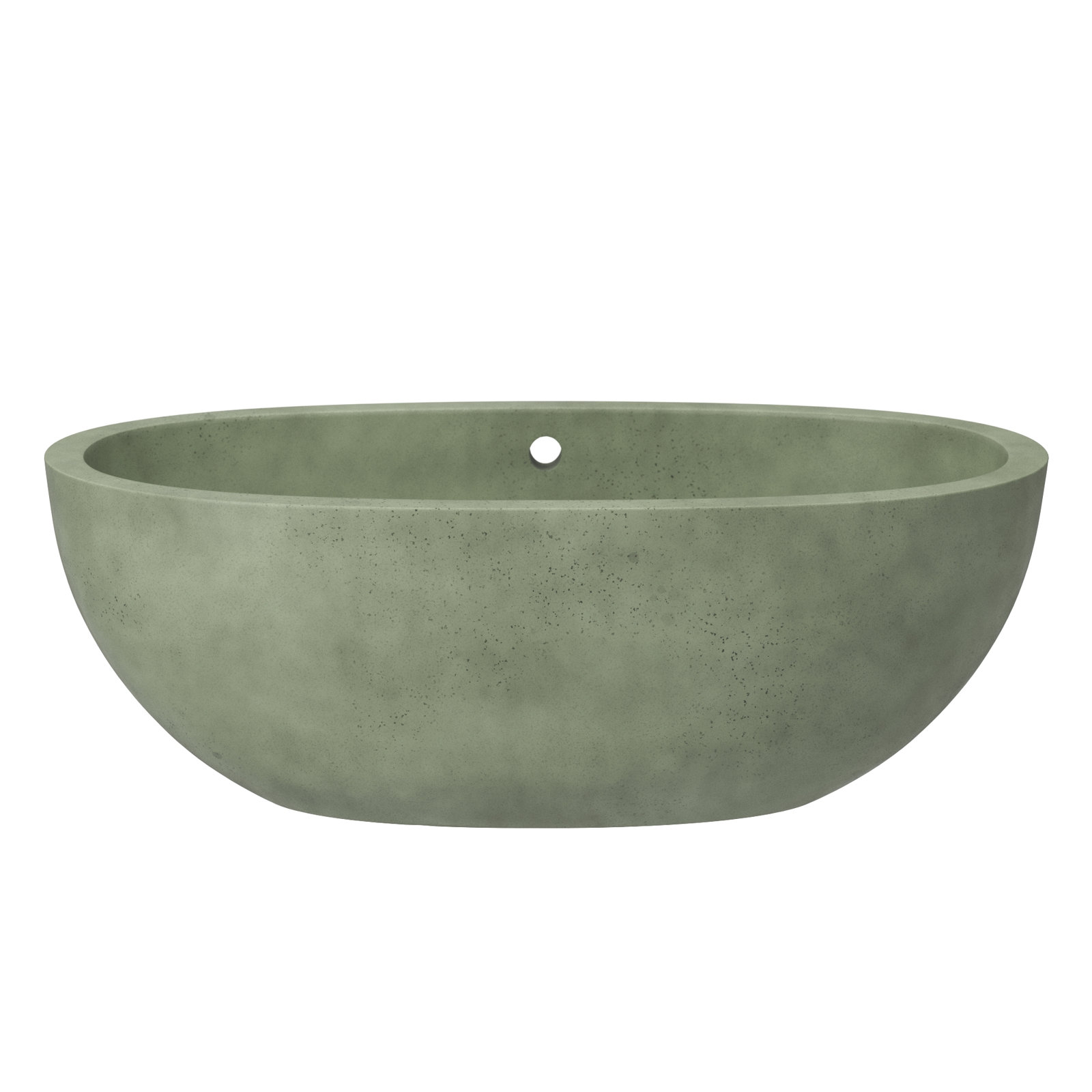 Avalon NativeStone Concrete Freestanding Oval Soaking Bathtub, 21" H x 36" W x 62" L, Sage