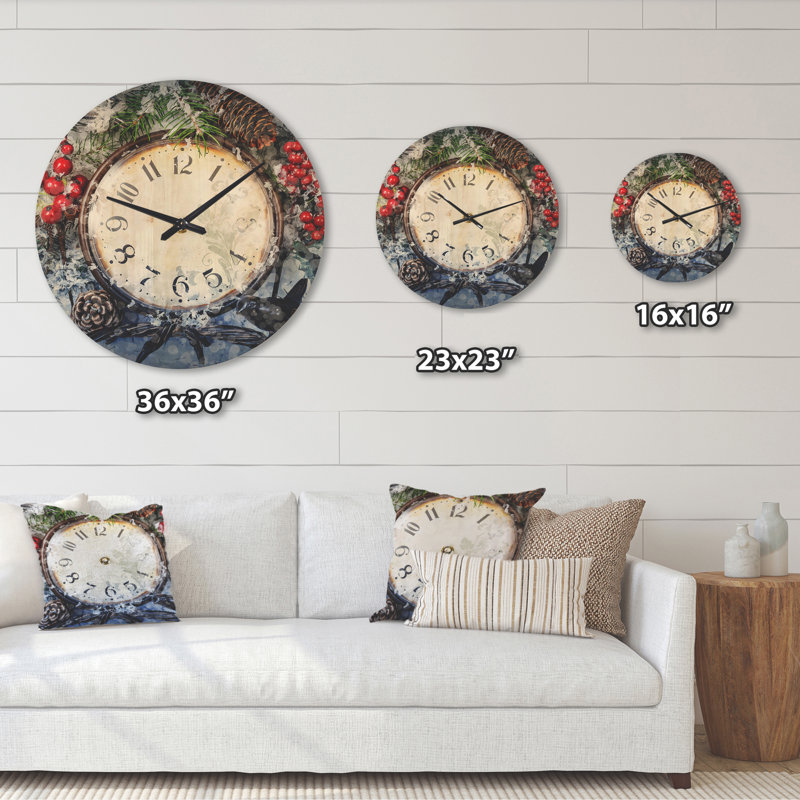 Ambiance de Noël I - Horloge murale de Noël en bois, Grand