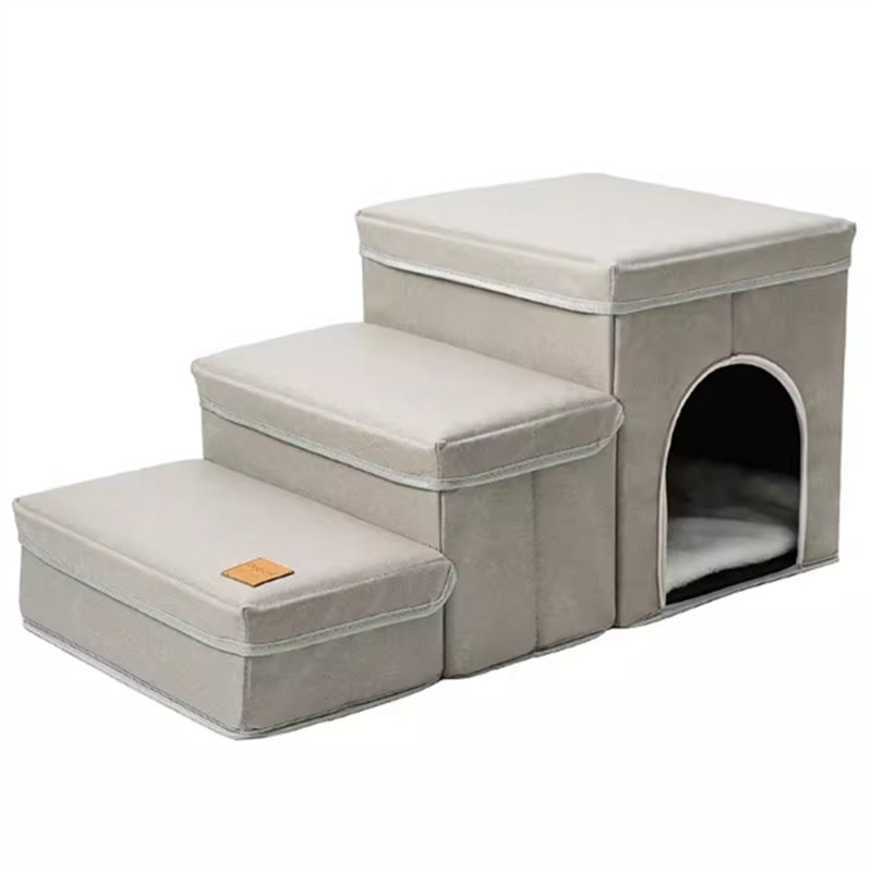 Nid pour animaux multifonctionnel et escalier, Beige