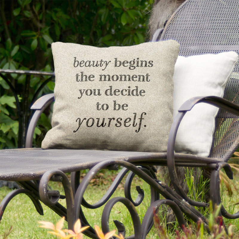 Coussin intérieur/extérieur véritable beauté, 16 po x 1 po, Blanc / noir